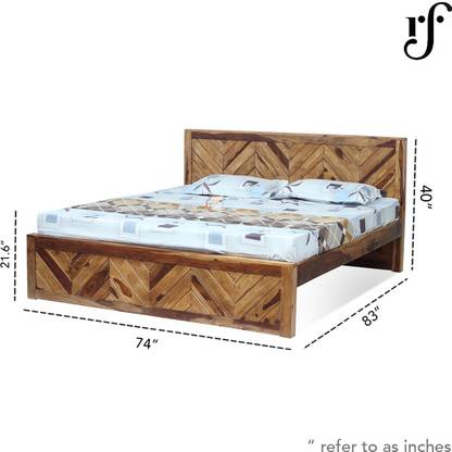 Sheesham Craft Vesto Without Storage Bed,Single Bedside,Unique & Strong Headboard Design Solid Wood King Bed