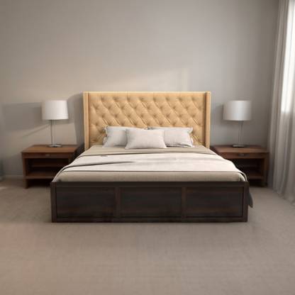 DriftingWood Maya Queen Size Bed with Storage | Wooden Double Bed Cot Bed with Box Storage Solid Wood Queen Box Bed