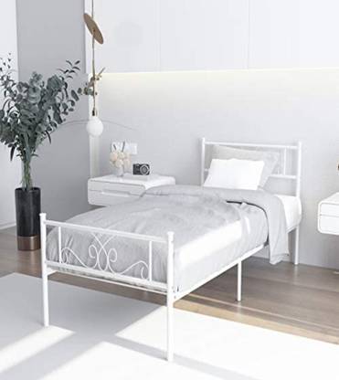 Vibrant Interior Amol White (6x4) Metal Double Bed