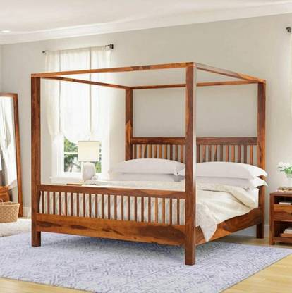 WoodMart Furniture Solid Wood Queen Bed, 198 cm x 165 cm (6.5 ft x 5.41 ft)