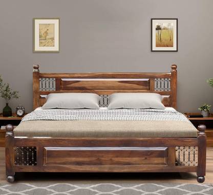 Meera Handicraft Meera Handicraft bed solid sheesham wood in Queen size Solid Wood Queen Bed, 215.9 cm x 157.48 cm (7.08 ft x 5.17 ft)