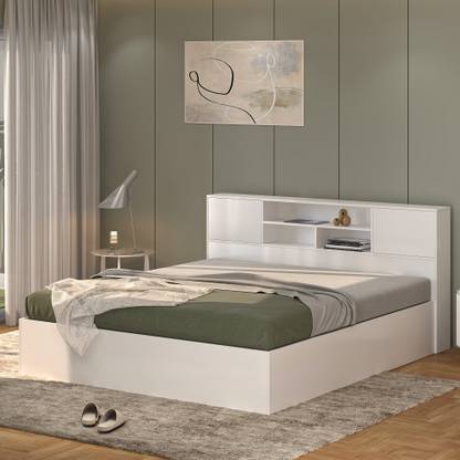 Callas Queen-white Box-1 Engineered Wood Queen Box Bed