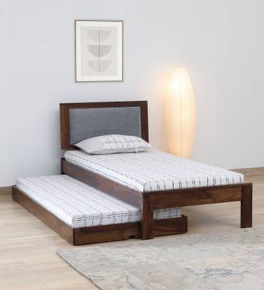 BEDOKI 'Trundle' Solid Sheesham Wood Single Bed Convert Into Double Bed For Bed Room. Solid Wood Single Bed