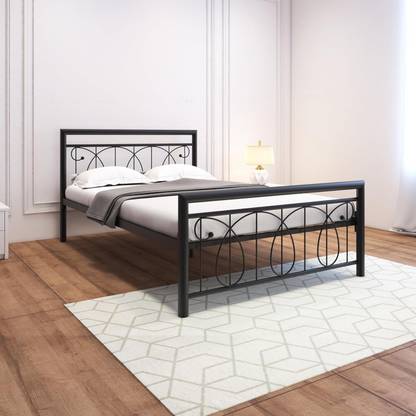 SIYA ART Metal Platform Bed with Headboard and Footboard | Metal Double Bed