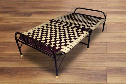 COMFORT Creation (2 in 1 color Niwar) folding bed with (6 ft legnth/3.5 feet width) Heavy quality Metal Single Bed