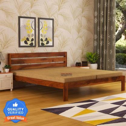 Shree Jeen Mata Enterprises SJME Solid Sheesham Wood Queen Size With Mattress For Bed For Bed Room Solid Wood Queen Bed