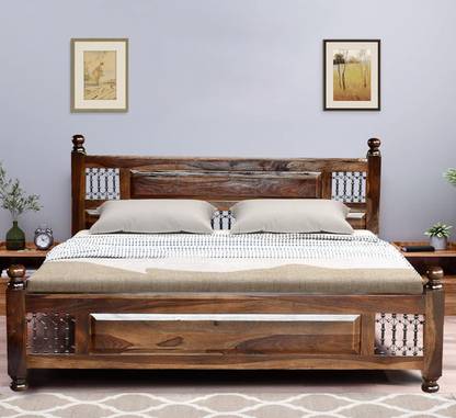 Meera Handicraft Solid Wood King Bed