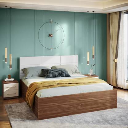 Godrej Interio Upmods White Chocolate Engineered Wood Queen Hydraulic Bed, 205.8 cm x 159.9 cm (6.75 ft x 5.25 ft)
