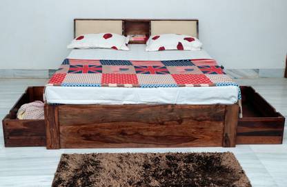 AvishWood Solid Wood King Drawer Bed