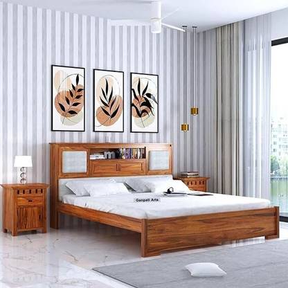 Ganpati Arts Sheesham Wood Maharaja Wooden Cot/Wooden Without Storage Bed For Bedroom/Hotel Solid Wood Queen Bed
