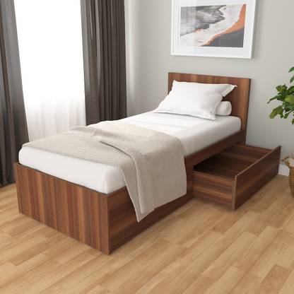 स्टुडियो कूक Tribe Right with Headboard इंजीनियर्ड वुड सिंगल दराज बेड