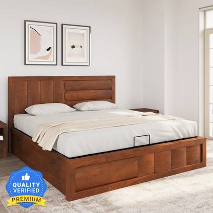@Home by nilkamal Gladiator Solid Wood King Hydraulic Bed