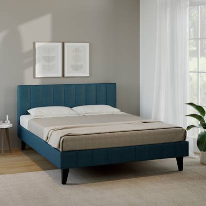 Allie Wood Essentials Barclay Upholstered Tufted Platform Engineered Wood Queen Bed