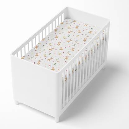 haus & kinder Cotton Crib Fitted (Elastic) 186 TC Printed Bedsheet