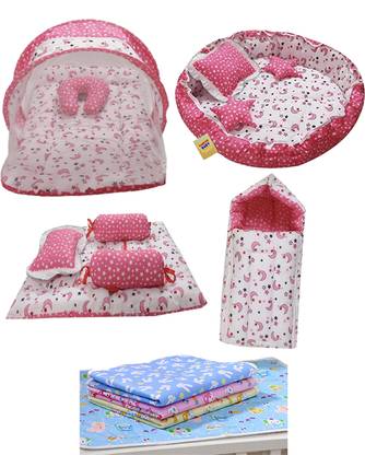 Fareto Combo Baby Mattres Net | 1 Bag | 4 Pcs Bed Set | 4 Sheet| 4 Nest set