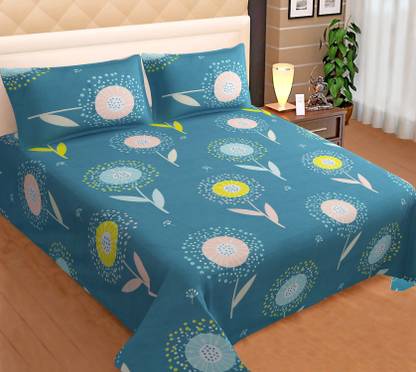 Q QXZ Polycotton King Flat 220 TC Jaipuri Prints Bedsheet