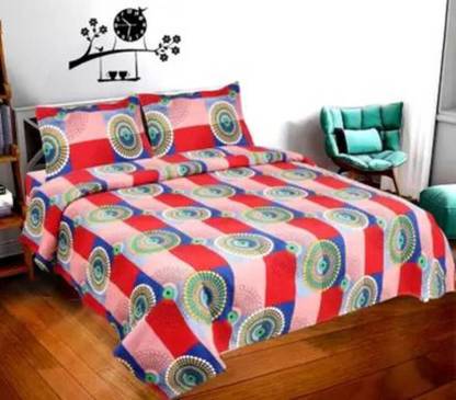 Spring Board 144 TC Polyester King Printed Flat Bedsheet