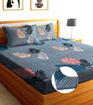 Moonroof Cotton King Fitted (Elastic) 255 TC Printed Bedsheet