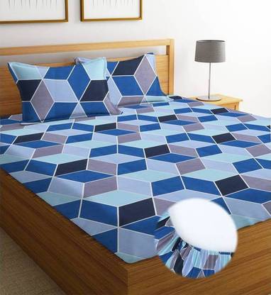 Flipkart SmartBuy 180 TC Cotton King Printed Fitted (Elastic) Bedsheet
