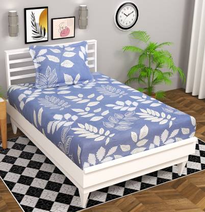 BSB HOME 220 TC Cotton Single Floral Flat Bedsheet
