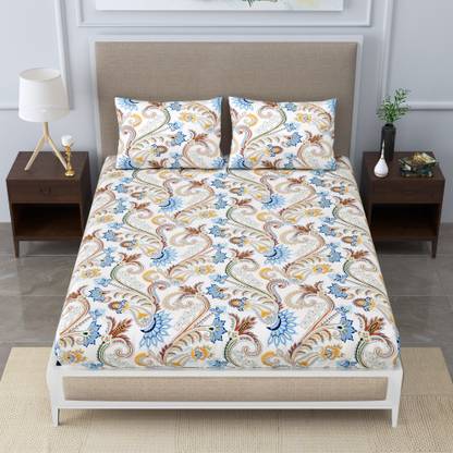 DIGITRENDZZ 300 TC Cotton Queen Printed Flat Bedsheet