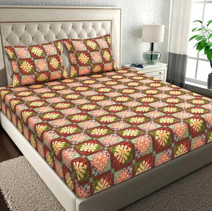 VAS COLLECTIONS 160 TC Cotton Double Abstract Flat Bedsheet
