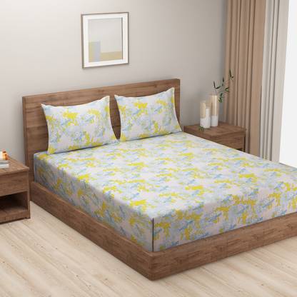 SWAYAM Microfiber Double Flat 144 TC Floral Bedsheet