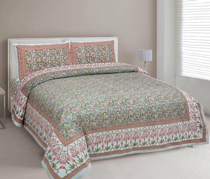 urban jaipur 250 TC Cotton Double Jaipuri Prints Flat Bedsheet