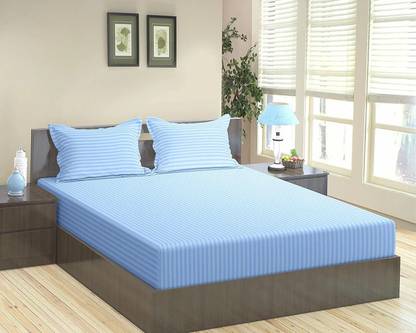 Home Elite Cotton King Flat 300 TC Striped Bedsheet