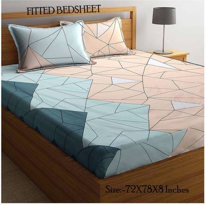 Amrange 210 TC Microfiber Queen Geometric Fitted (Elastic) Bedsheet