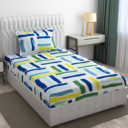 STEDO 250 TC Cotton Single Geometric Flat Bedsheet