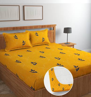 Shivi Creation 170 TC Cotton King Printed Fitted (Elastic) Bedsheet