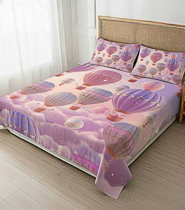Woolpik Cotton King Flat 300 TC 3D Printed Bedsheet