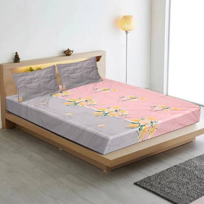 INDHOME LIFE Cotton King Flat 210 TC Floral Bedsheet