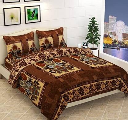 Style Gallery 150 TC Woolen Double Floral Flat Bedsheet