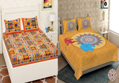 150 TC Cotton Double Jaipuri Prints Bedsheet