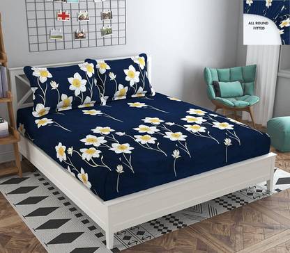 BROMWICK 300 TC Microfiber Double Floral Flat Bedsheet