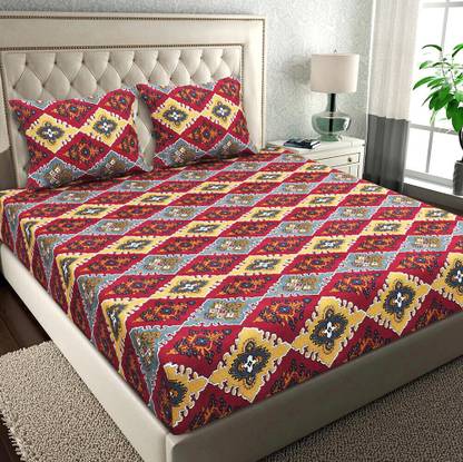 VAS COLLECTIONS 160 TC Cotton Double Abstract Flat Bedsheet