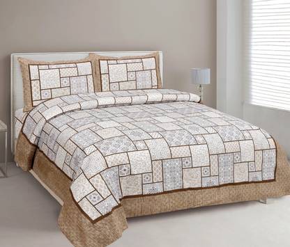 Mafatlal Cotton Double Flat 144 TC Geometric Bedsheet