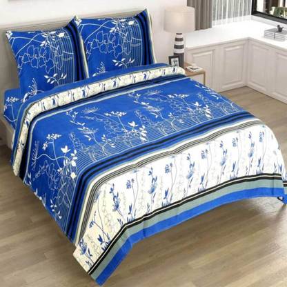 Spring Board 144 TC Polycotton King Self Design Flat Bedsheet