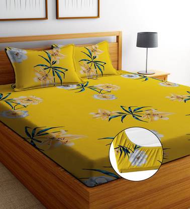 EXFAB 244 TC Cotton King Printed Fitted (Elastic) Bedsheet
