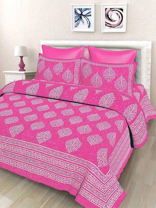 RAJDEVI JAIPUR PRINTS Cotton Double Flat 144 TC Printed Bedsheet