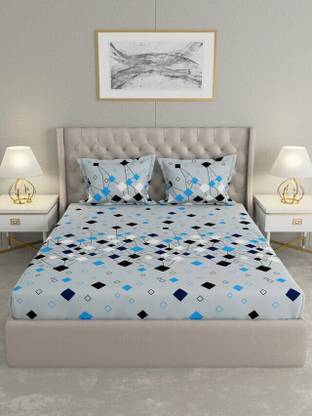 Raymond Home 110 TC Microfiber Double Geometric Flat Bedsheet