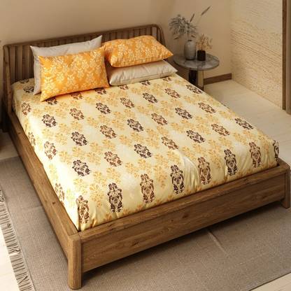 LABHAM Cotton King Flat 200 TC Motifs Bedsheet