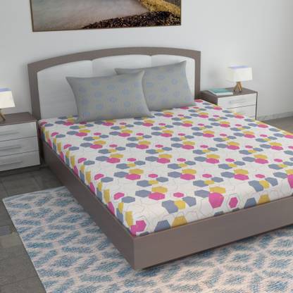 Divine Casa 144 TC Cotton King Printed Flat Bedsheet