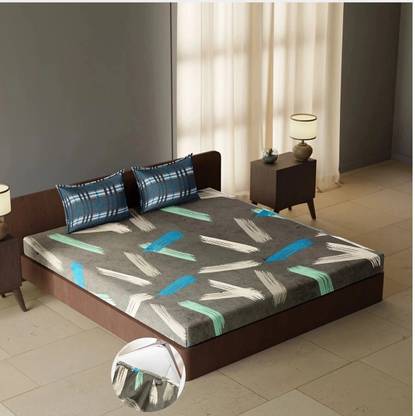 CARLTON LONDON 144 TC Cotton Queen Geometric Fitted (Elastic) Bedsheet