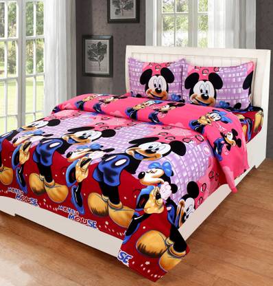 Home Pictures 120 TC Microfiber Double Cartoon Flat Bedsheet