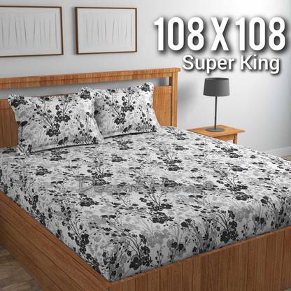 Decent Home 280 TC Cotton Super King Printed Flat Bedsheet