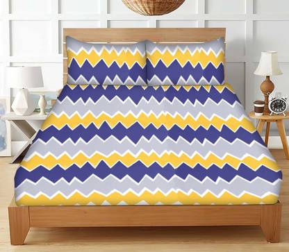 ONETOSS 144 TC Cotton Double 3D Printed Flat Bedsheet