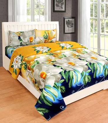 KRISHNA 180 TC Cotton Double 3D Printed Flat Bedsheet